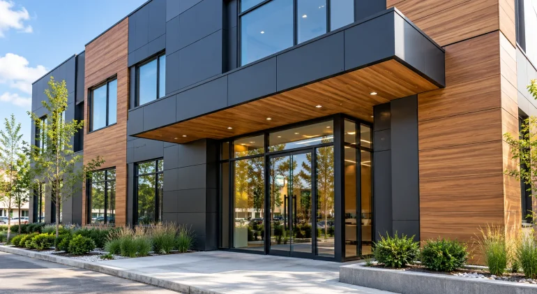 Wood Look And Metal Cladding Facade Design Ideas